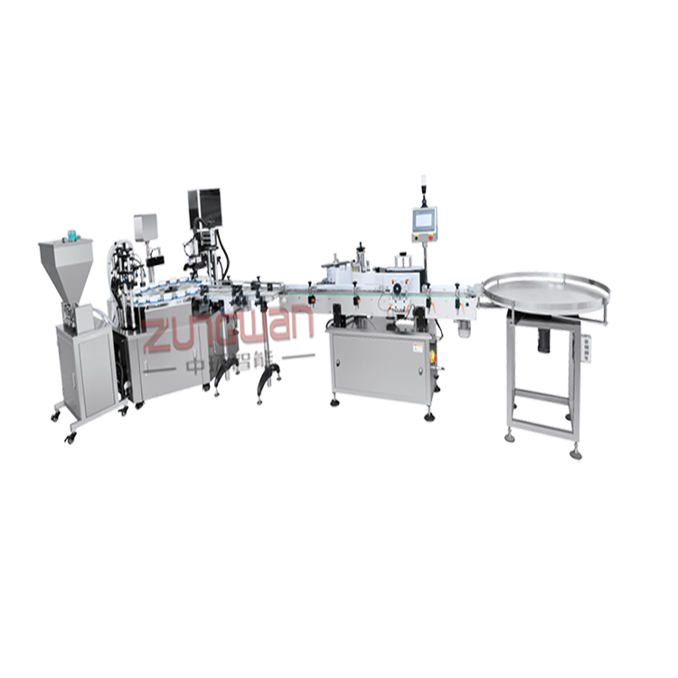 ZHSR-B轉(zhuǎn)盤式水乳膏霜灌裝旋蓋貼標(biāo)一體機