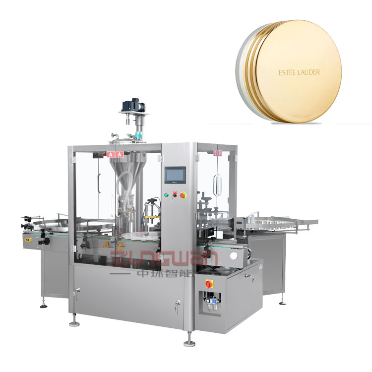 全自動膏體灌裝旋蓋機，膏霜封膜搓蓋機，上墊片封口機